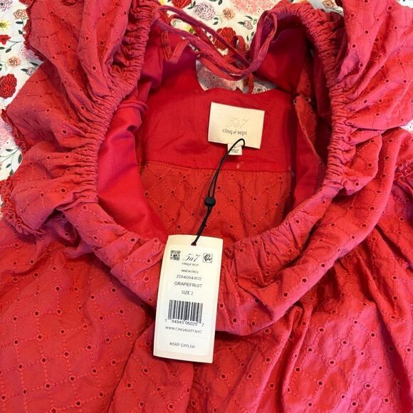 Cinq a Sept Marcia Eyelet Tiered Cotton Dress - Picture 7 of 8